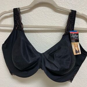 Lilyette by Bali Black Underwire Lace Trim Bra Women’s Sz 40DDD NWT Adjustable